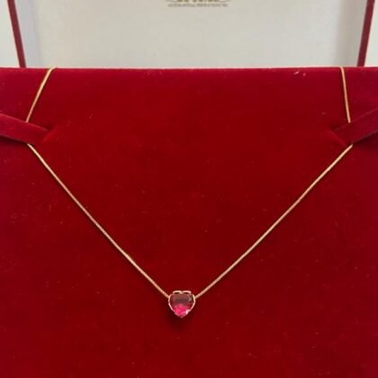 COLAR VENEZIANA COM CORAÇÃO ROSA